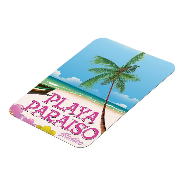 Íman cartaz da praia Playa Paraiso México (Left Side)