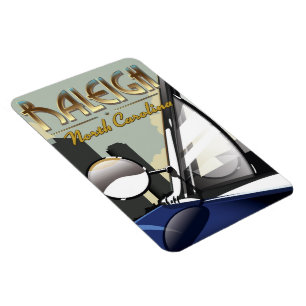 Íman Cartaz de automóvel antigo de Raleigh Carolina do 