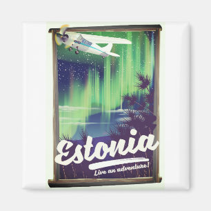 Íman Cartaz de aventura das luzes do norte da Estônia.