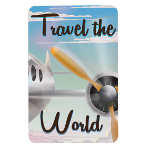 Íman Cartaz de avião clássico Viaje pelo Mundo