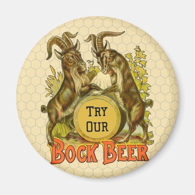 Íman Cartaz de Cerveja Bock Vintage: Antigo Salão de Bo (Frente)