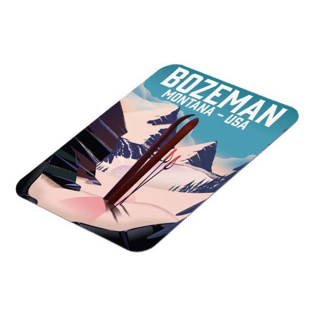 Íman Cartaz de esqui Bozeman Montana (Left Side)
