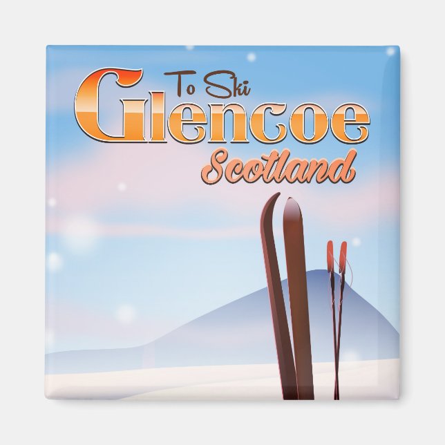 Íman Cartaz de esqui Glencoe Escócia (Frente)