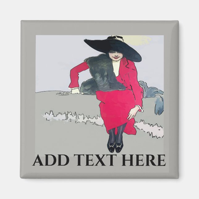 Íman Cartaz de moda retrô, adicionar texto (Frente)