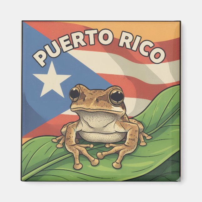 Íman Cartaz de Orgulho Retro Boricua (Frente)