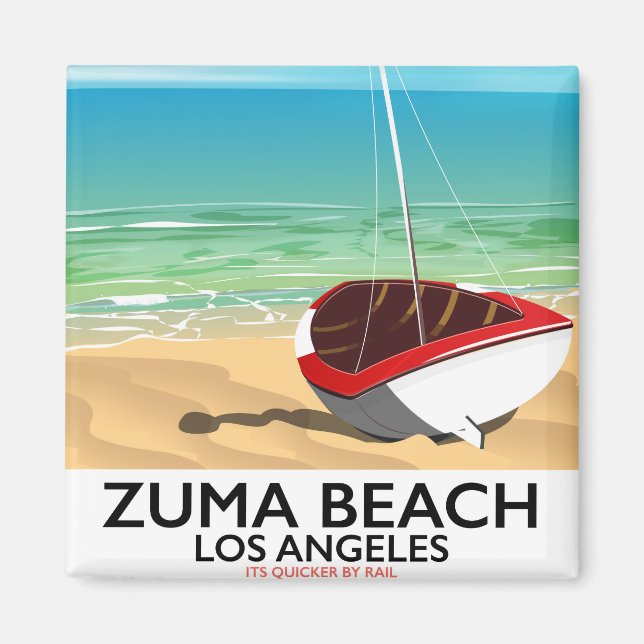 Íman Cartaz de praia Zuma Beach LA Rail (Frente)