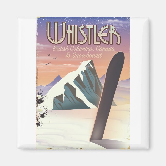 Íman cartaz de snowboard em Whistler Columbia Britânica (Frente)