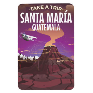 Íman Cartaz de viagem antigo da Santa María Guatemala.