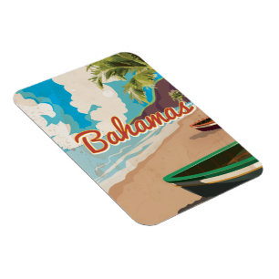 Íman Cartaz de viagem antigo das Bahamas.