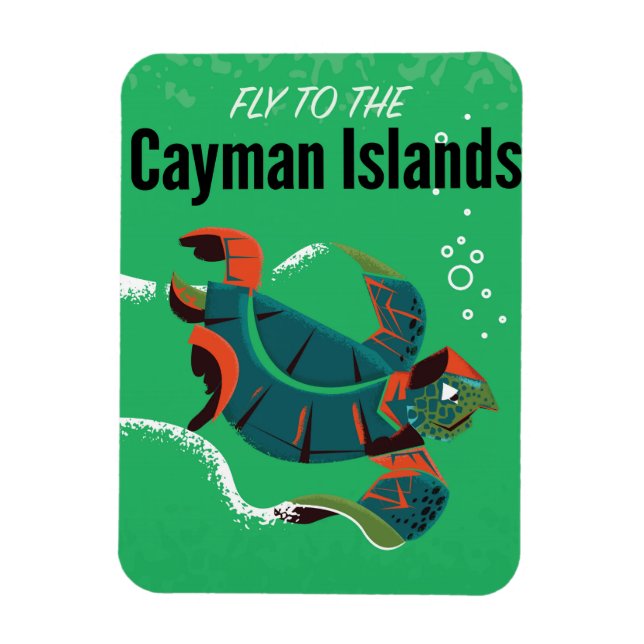 Íman cartaz de viagem antigo das Ilhas Cayman (Vertical)