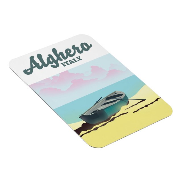Íman Cartaz de viagem antigo de Alghero Itália (Lado Direito)