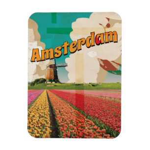 Íman Cartaz de Viagem Antigo de Amsterdã