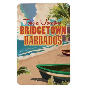 Íman Cartaz de Viagem Antigo de Bridgetown, Barbados