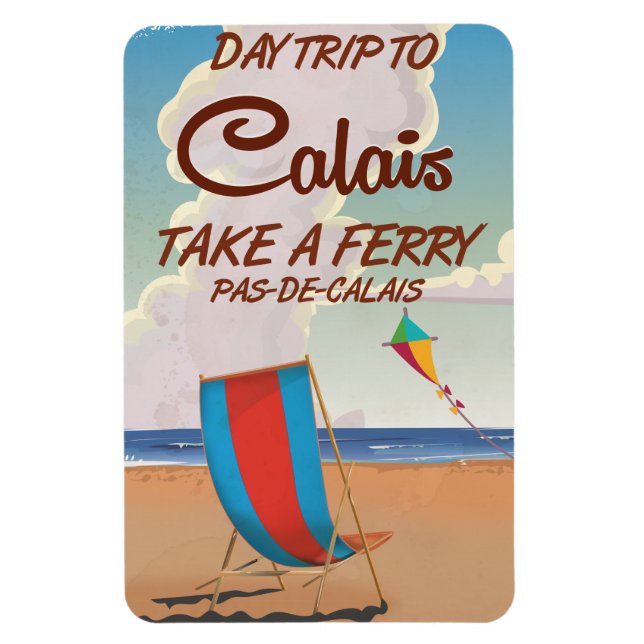 Íman Cartaz de viagem antigo de Calais França (Vertical)