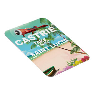 Íman cartaz de viagem antigo de Castrie Saint Lucia