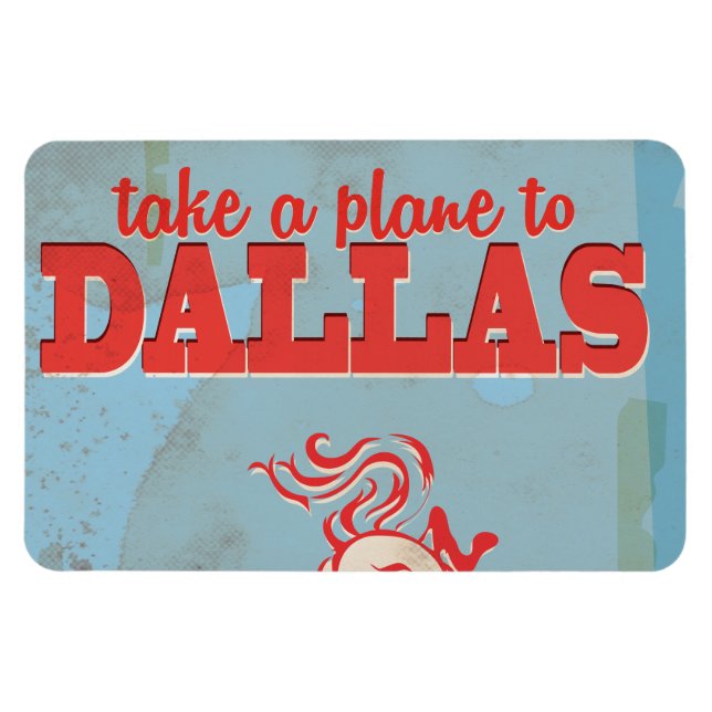 Íman Cartaz de Viagem Antigo de Dallas (Horizontal)