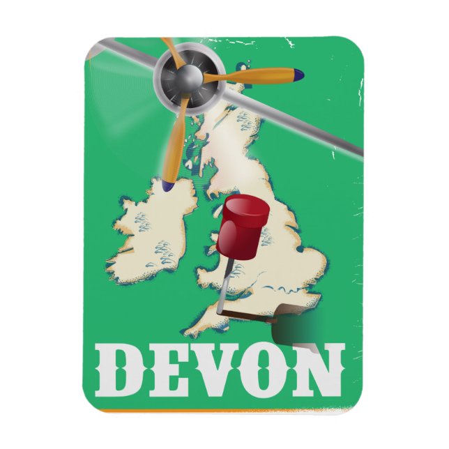 Íman cartaz de viagem antigo de Devon (Vertical)