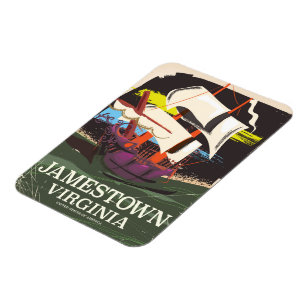 Íman Cartaz de viagem antigo de Jamestown, Virgínia