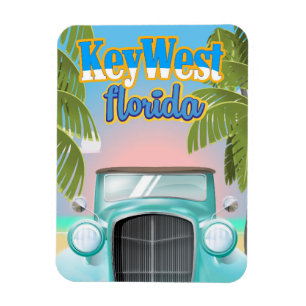 Íman Cartaz de viagem antigo de Key West, Flórida EUA