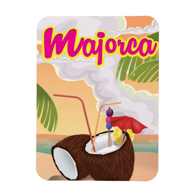 Íman cartaz de viagem antigo de Maiorca. (Vertical)