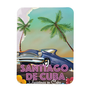 Íman Cartaz de viagem antigo de Santiago de Cuba