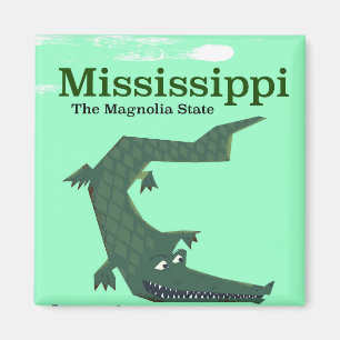 Íman cartaz de viagem antigo do aligátor do Mississippi