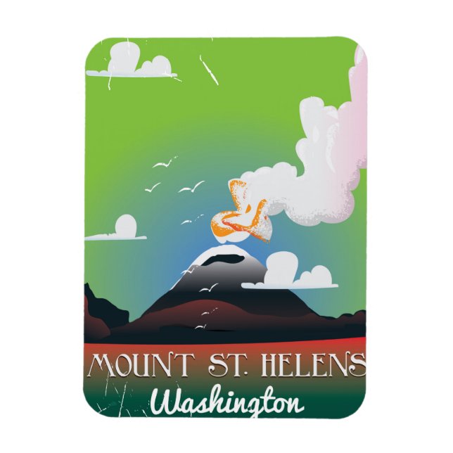 Íman Cartaz de viagem antigo do Monte St. Helens. (Vertical)