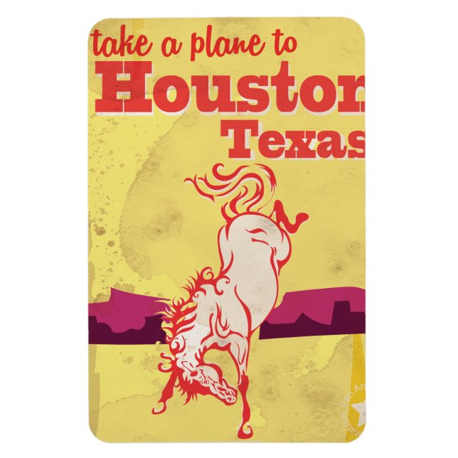Íman Cartaz de Viagem Antigo Houston, Texas (Vertical)