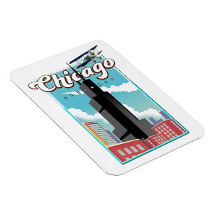 Íman Cartaz de viagem Chicago Illinois EUA