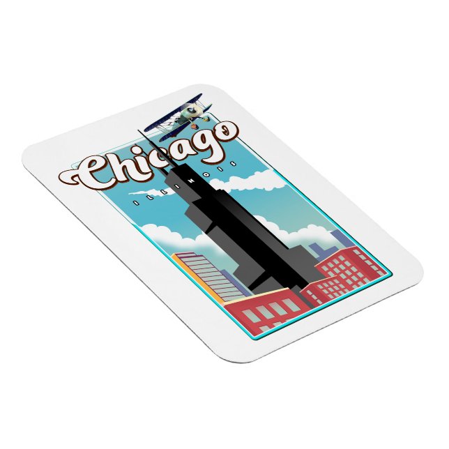 Íman Cartaz de viagem Chicago Illinois EUA (Lado Direito)