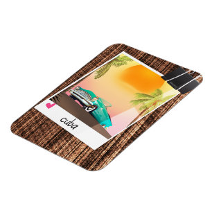 Íman Cartaz de viagem com foto de carro antigo cubano.