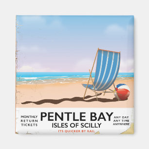 Íman Cartaz de viagem da Baía de Pentle Ilhas Scilly