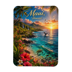 Íman Cartaz de Viagem da Costa Tropical do Maui Havaí