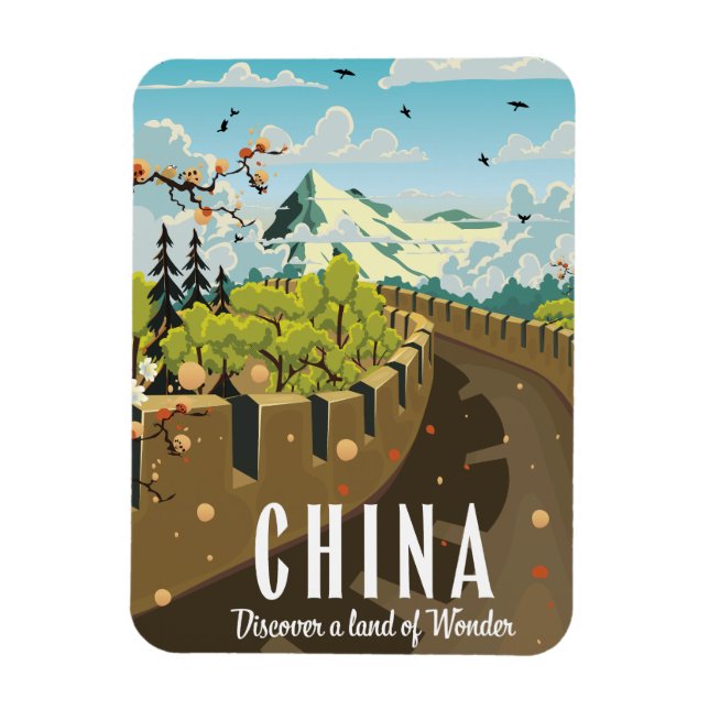 Íman Cartaz de viagem da Grande Muralha da China (Vertical)