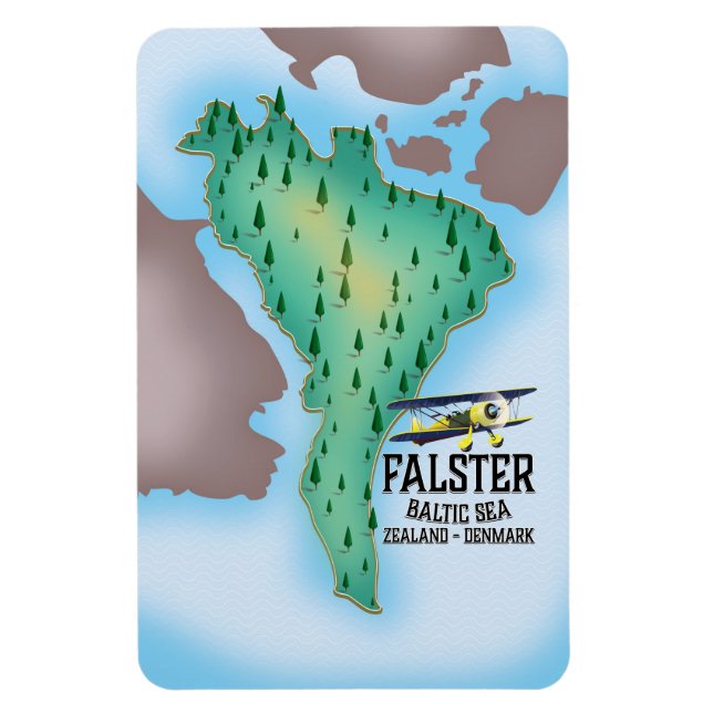 Íman Cartaz de viagem da ilha Falster Dinamarca. (Vertical)