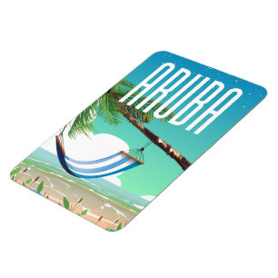 Íman cartaz de viagem da praia Aruba Hammock