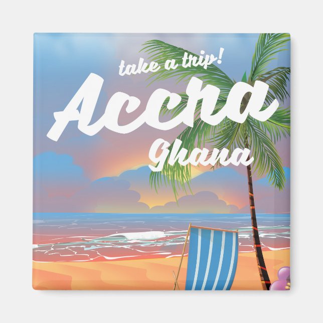 Íman cartaz de viagem da praia de Acra Gana (Frente)