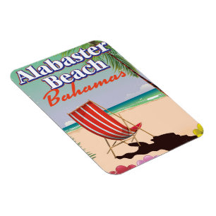 Íman Cartaz de viagem da Praia de Alabastro Bahamas