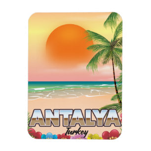 Íman Cartaz de viagem da praia de Antalya Turquia