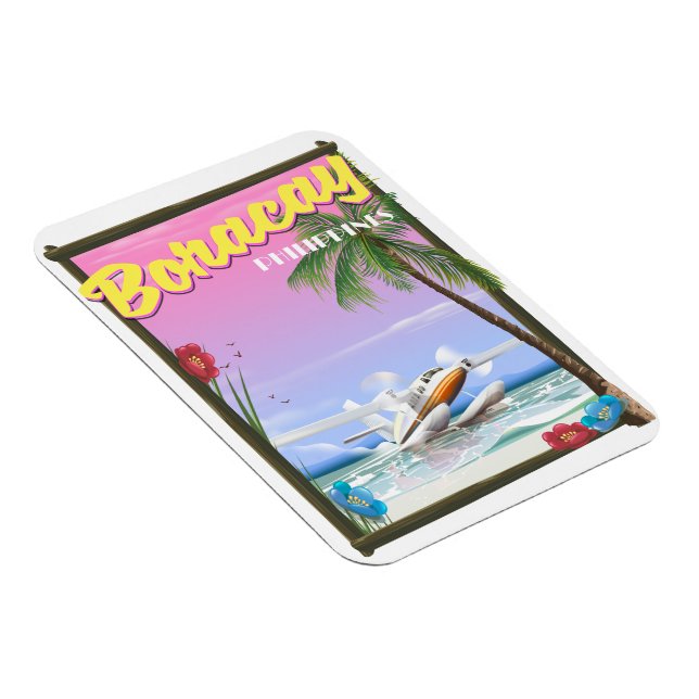 Íman Cartaz de viagem da praia de Boracay Filipinas (Lado Direito)