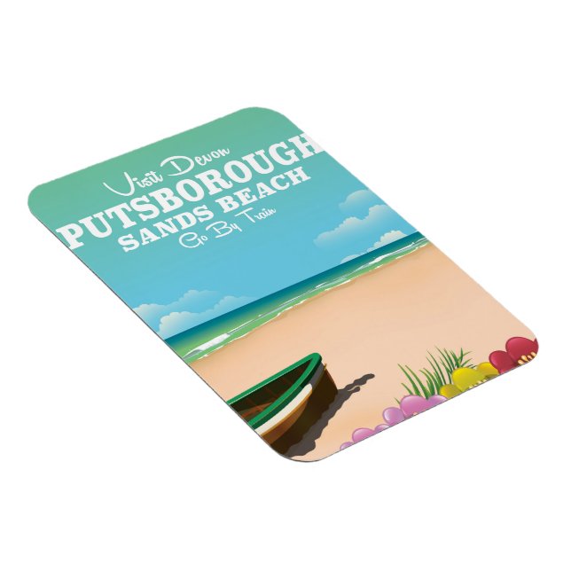 Íman Cartaz de viagem da Praia Putsborough Sands Devon (Lado Direito)