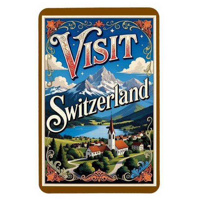 Íman Cartaz de viagem da Suíça, (Vertical)