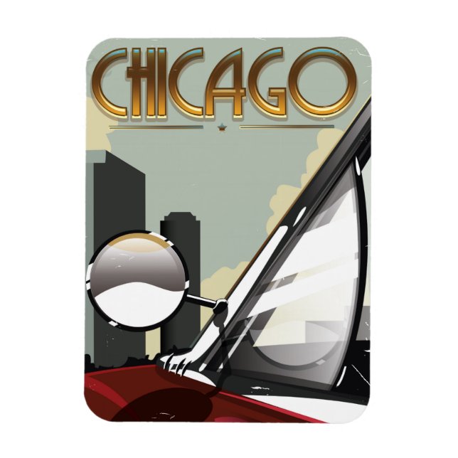 Íman Cartaz de viagem de automóvel antigo da cidade de  (Vertical)