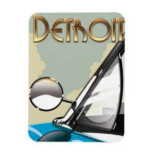 Íman Cartaz de viagem de automóvel vintage Detroit Mich