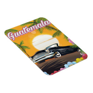 Íman Cartaz de viagem de carro antigo da Guatemala
