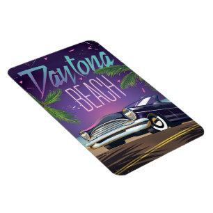 Íman Cartaz de viagem de carro antigo de Daytona Beach