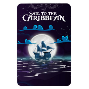 Íman Cartaz de viagem de desenho animado de pirata cari