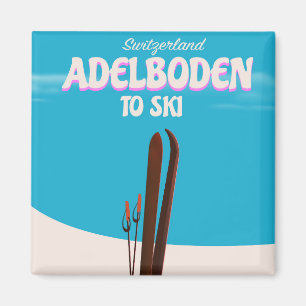 Íman cartaz de viagem de esqui Adelboden Suíça