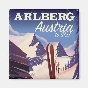 Íman Cartaz de viagem de esqui Arlberg Áustria