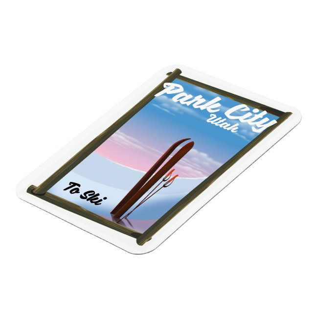 Íman Cartaz de viagem de esqui da cidade de Park Utah (Left Side)